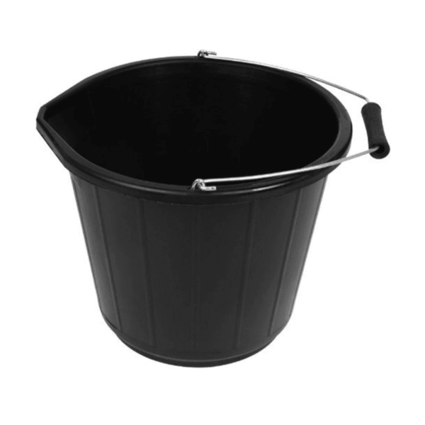 HEAVY DUTY BLACK BUILDERS BUCKET WITH HANDLE