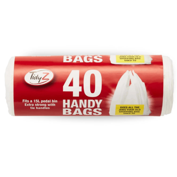 TIDYZ HANDY BAGS WITH TIE HANDLES 15L